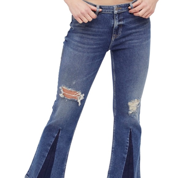 Free People Denim - Free People Distressed Colorblock Crop Jeans 27